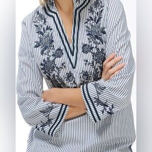 Chico's Poplin Embroidered Tunic